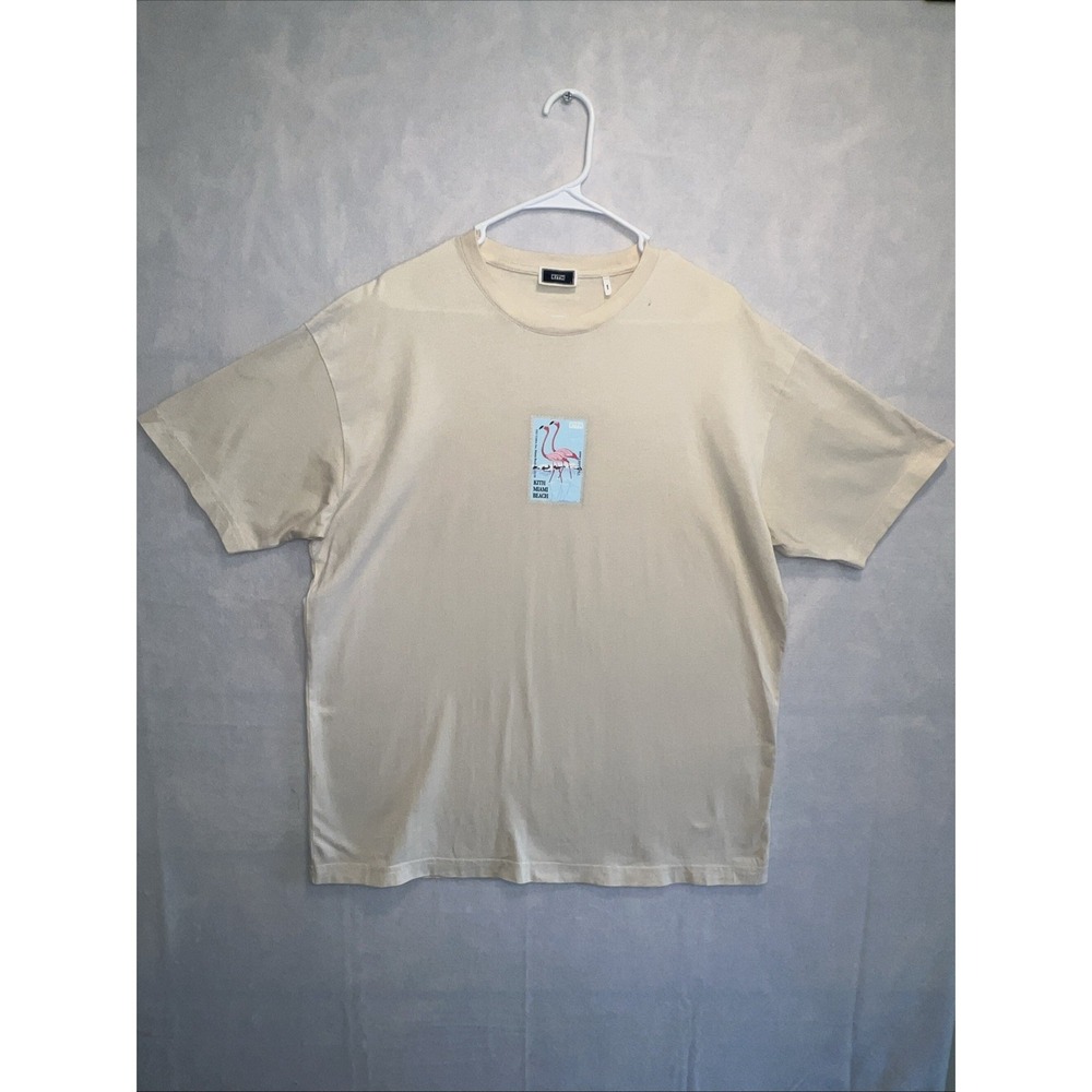 KITH Miami Flamingo Tee Men's Large White 100% Cotton Beige Kith Florida 1931